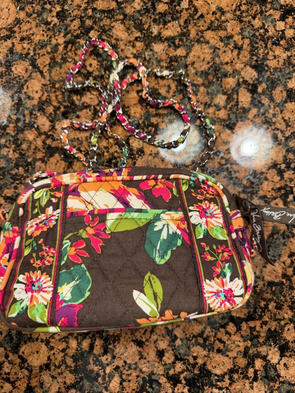 Vera Bradley Quilted Floral Crossbody Bag in Brown and Multi